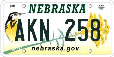 NE license plate AKN258
