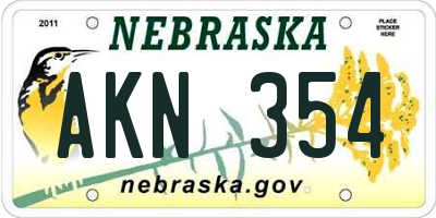 NE license plate AKN354