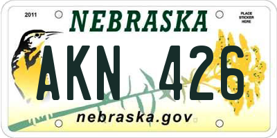 NE license plate AKN426