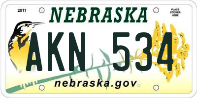 NE license plate AKN534