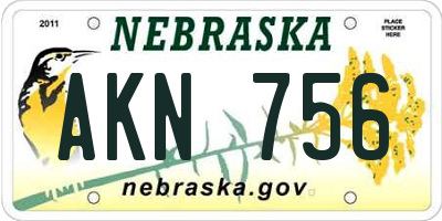 NE license plate AKN756