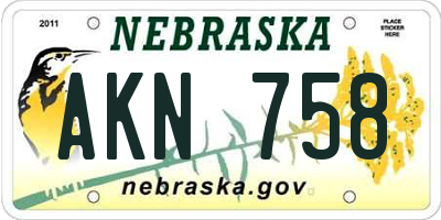 NE license plate AKN758