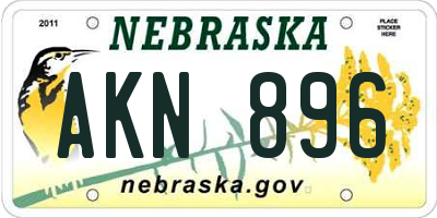NE license plate AKN896
