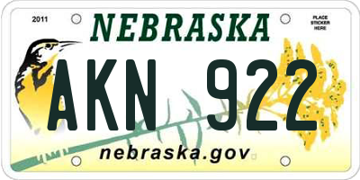 NE license plate AKN922