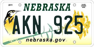NE license plate AKN925