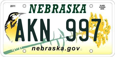 NE license plate AKN997