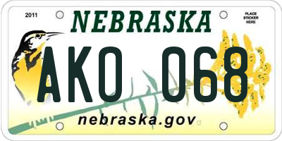 NE license plate AKO068