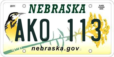 NE license plate AKO113