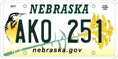 NE license plate AKO251