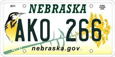 NE license plate AKO266