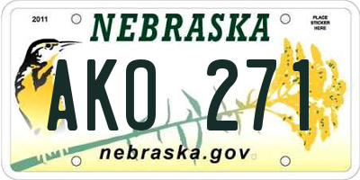 NE license plate AKO271