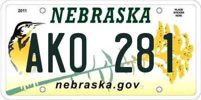 NE license plate AKO281
