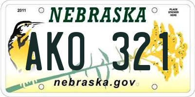 NE license plate AKO321