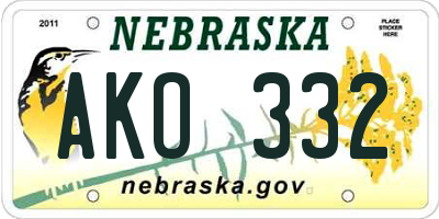 NE license plate AKO332