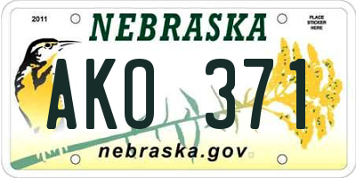 NE license plate AKO371