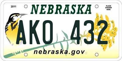 NE license plate AKO432