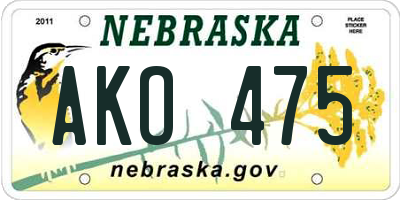 NE license plate AKO475