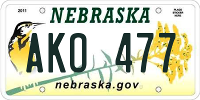NE license plate AKO477