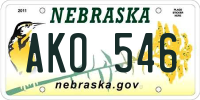 NE license plate AKO546