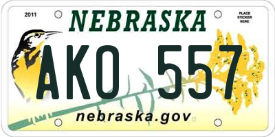 NE license plate AKO557