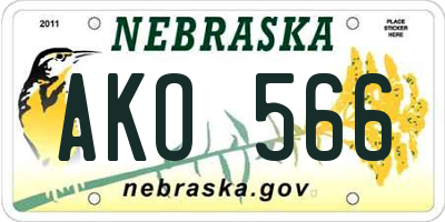 NE license plate AKO566