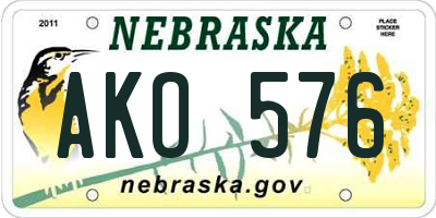 NE license plate AKO576
