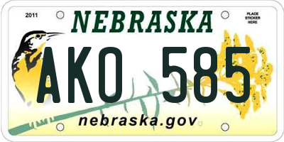 NE license plate AKO585