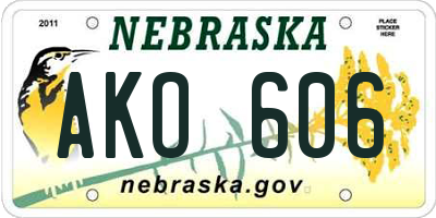 NE license plate AKO606