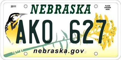 NE license plate AKO627