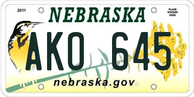 NE license plate AKO645