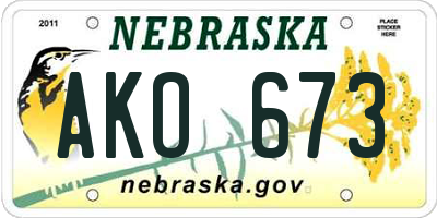 NE license plate AKO673