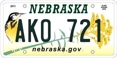 NE license plate AKO721