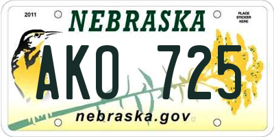 NE license plate AKO725