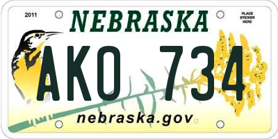 NE license plate AKO734