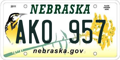 NE license plate AKO957