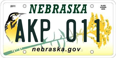 NE license plate AKP011