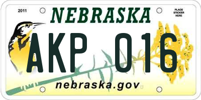 NE license plate AKP016