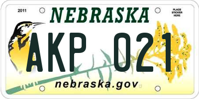 NE license plate AKP021