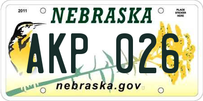 NE license plate AKP026