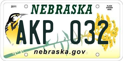 NE license plate AKP032