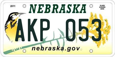 NE license plate AKP053