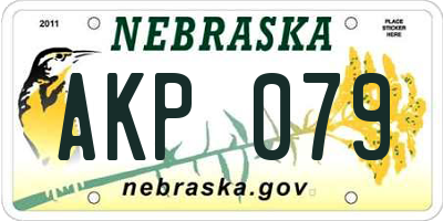 NE license plate AKP079