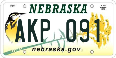 NE license plate AKP091