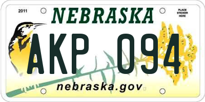 NE license plate AKP094