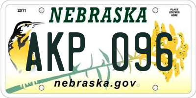 NE license plate AKP096