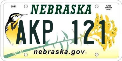 NE license plate AKP121