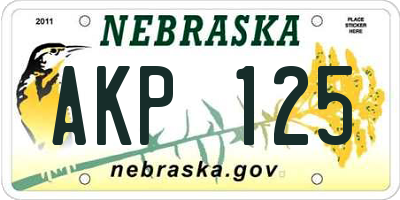 NE license plate AKP125