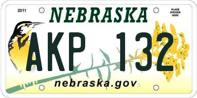 NE license plate AKP132