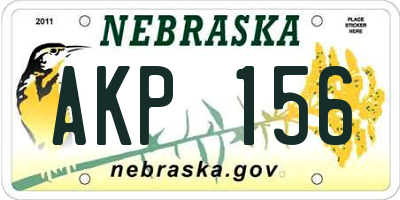 NE license plate AKP156
