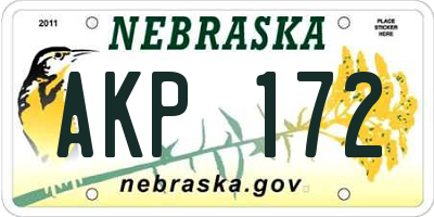 NE license plate AKP172